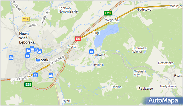 mapa Lubowidz gmina Nowa Wieś Lęborska, Lubowidz gmina Nowa Wieś Lęborska na mapie Targeo