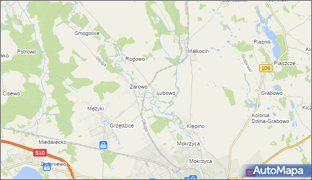 mapa Lubowo gmina Stargard, Lubowo gmina Stargard na mapie Targeo
