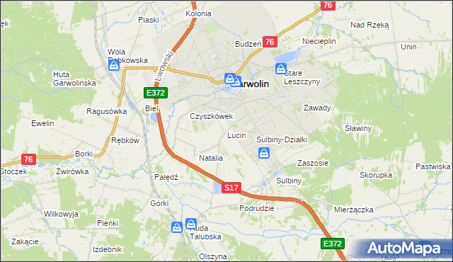 mapa Lucin gmina Garwolin, Lucin gmina Garwolin na mapie Targeo