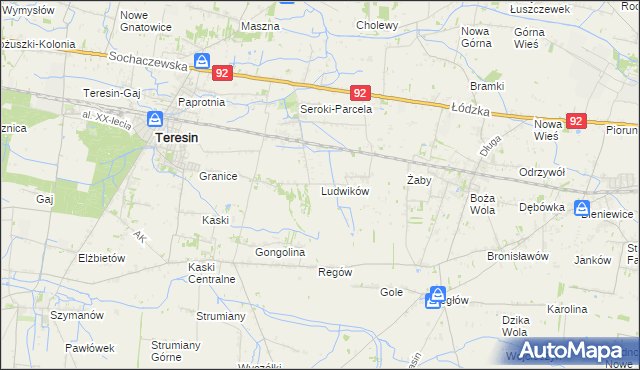 mapa Ludwików gmina Teresin, Ludwików gmina Teresin na mapie Targeo