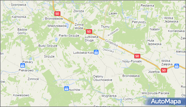 mapa Lutkówka gmina Mszczonów, Lutkówka gmina Mszczonów na mapie Targeo