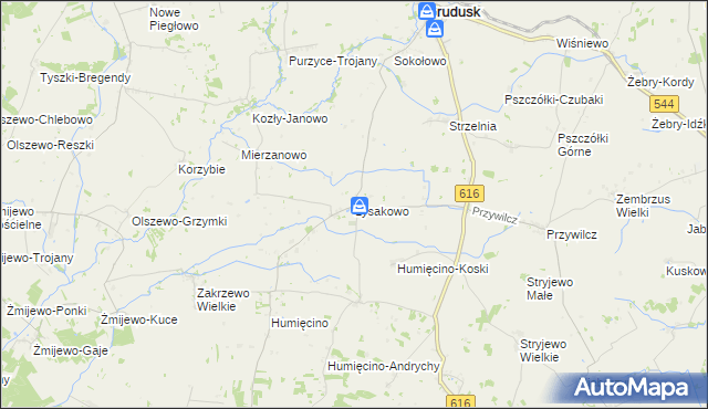 mapa Łysakowo gmina Grudusk, Łysakowo gmina Grudusk na mapie Targeo