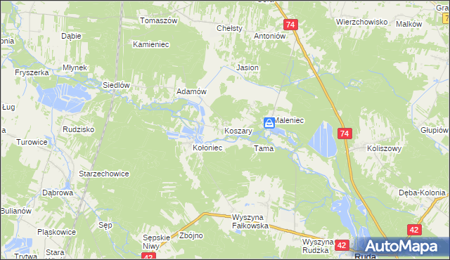 mapa Machory, Machory na mapie Targeo