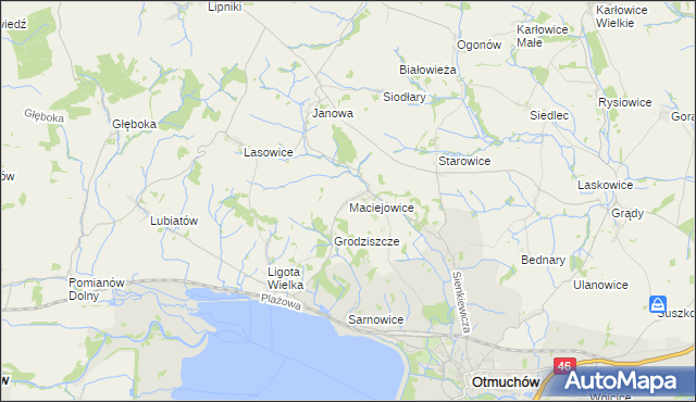 mapa Maciejowice gmina Otmuchów, Maciejowice gmina Otmuchów na mapie Targeo