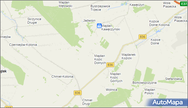 mapa Majdan Kozic Dolnych, Majdan Kozic Dolnych na mapie Targeo