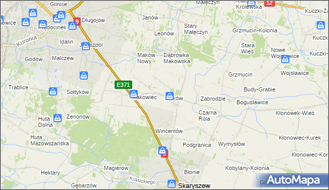 mapa Maków gmina Skaryszew, Maków gmina Skaryszew na mapie Targeo