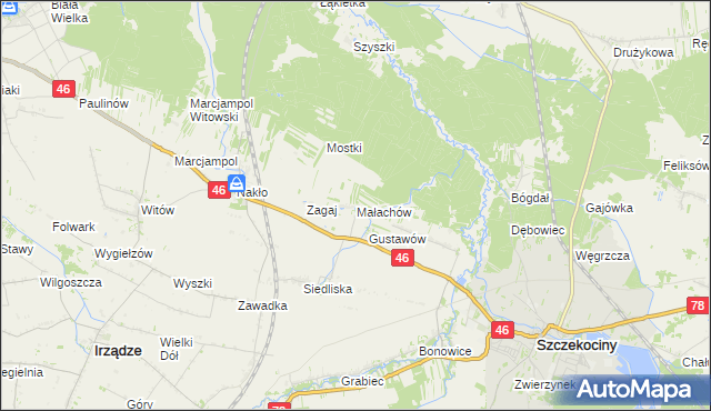 mapa Małachów gmina Szczekociny, Małachów gmina Szczekociny na mapie Targeo