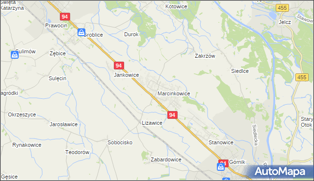 mapa Marcinkowice gmina Oława, Marcinkowice gmina Oława na mapie Targeo