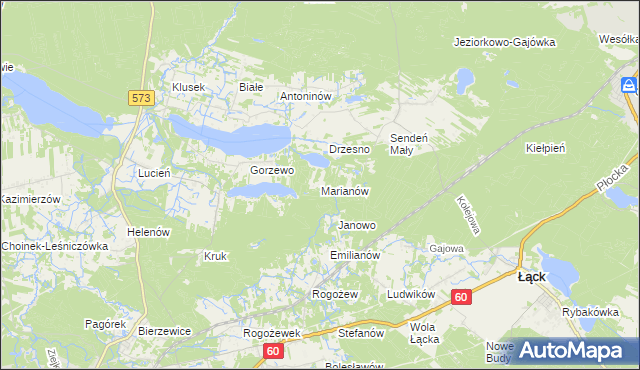 mapa Marianów gmina Gostynin, Marianów gmina Gostynin na mapie Targeo