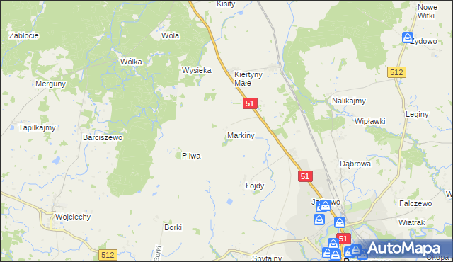 mapa Markiny, Markiny na mapie Targeo