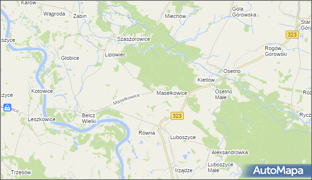 mapa Masełkowice, Masełkowice na mapie Targeo