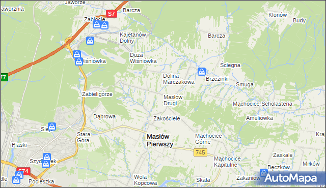 mapa Masłów Drugi, Masłów Drugi na mapie Targeo