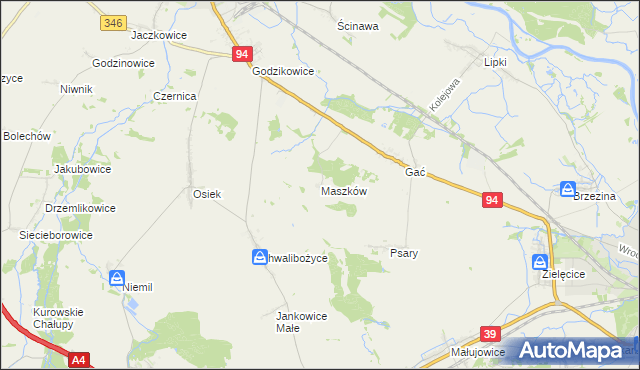 mapa Maszków gmina Oława, Maszków gmina Oława na mapie Targeo