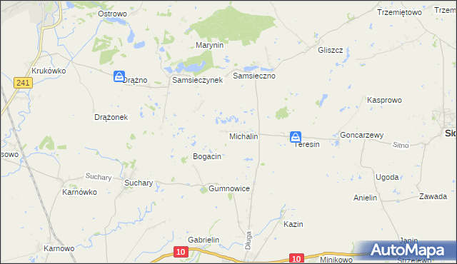 mapa Michalin gmina Nakło nad Notecią, Michalin gmina Nakło nad Notecią na mapie Targeo