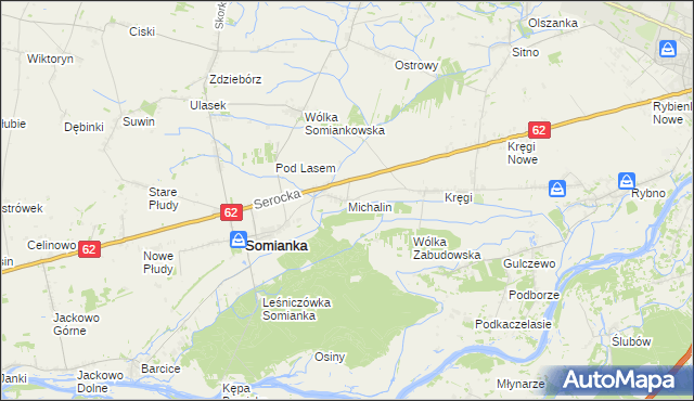 mapa Michalin gmina Somianka, Michalin gmina Somianka na mapie Targeo