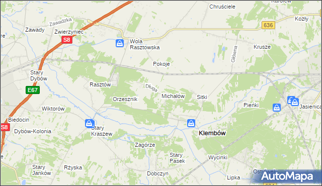 mapa Michałów gmina Klembów, Michałów gmina Klembów na mapie Targeo