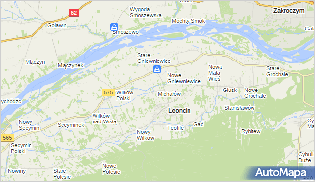 mapa Michałów gmina Leoncin, Michałów gmina Leoncin na mapie Targeo