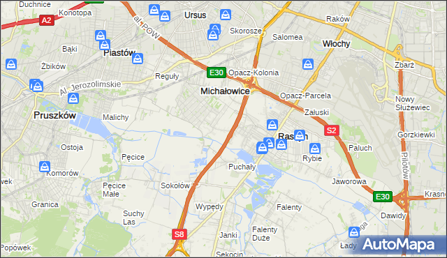 mapa Michałowice-Wieś, Michałowice-Wieś na mapie Targeo