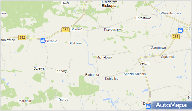 mapa Michałowo gmina Zakrzewo, Michałowo gmina Zakrzewo na mapie Targeo
