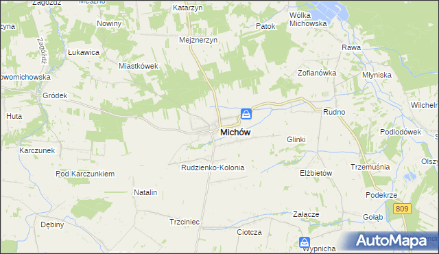 mapa Michów powiat lubartowski, Michów powiat lubartowski na mapie Targeo