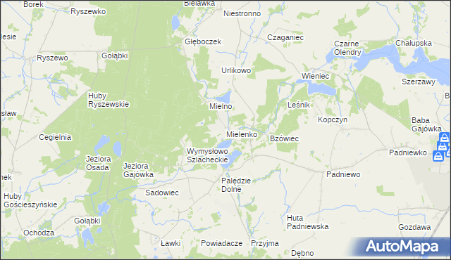 mapa Mielenko gmina Mogilno, Mielenko gmina Mogilno na mapie Targeo