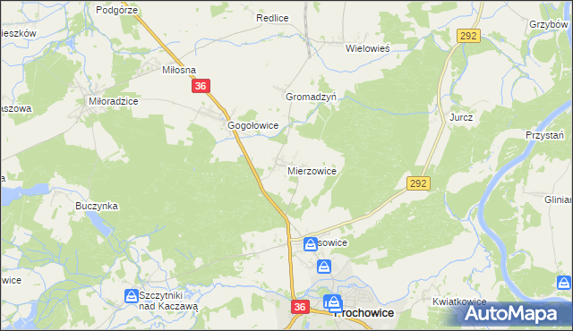 mapa Mierzowice, Mierzowice na mapie Targeo