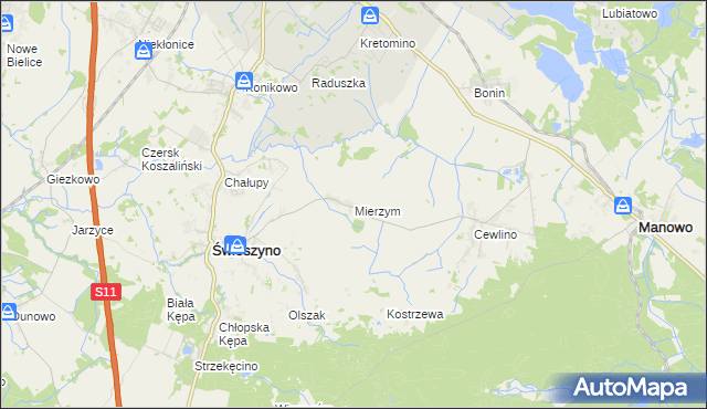 mapa Mierzym, Mierzym na mapie Targeo