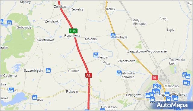 mapa Mieścin, Mieścin na mapie Targeo