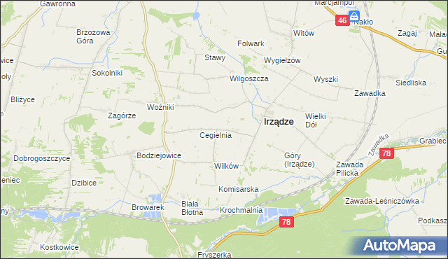 mapa Mikołajewice gmina Irządze, Mikołajewice gmina Irządze na mapie Targeo