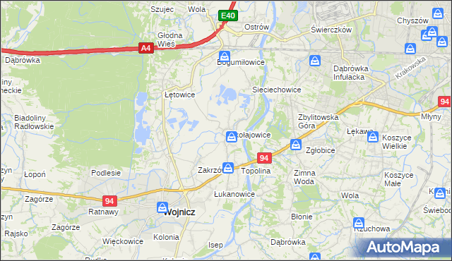 mapa Mikołajowice gmina Wierzchosławice, Mikołajowice gmina Wierzchosławice na mapie Targeo