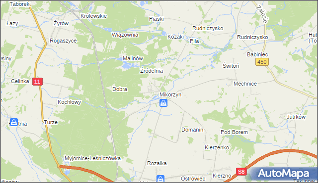 mapa Mikorzyn gmina Kępno, Mikorzyn gmina Kępno na mapie Targeo