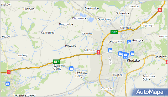 mapa Mikowice gmina Kłodzko, Mikowice gmina Kłodzko na mapie Targeo
