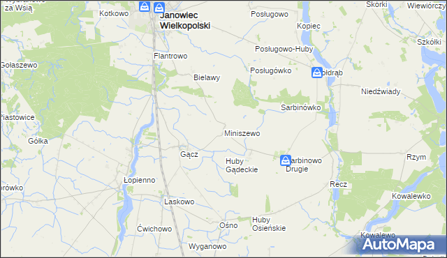 mapa Miniszewo, Miniszewo na mapie Targeo