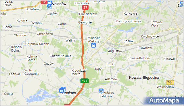 mapa Młodocin Mniejszy, Młodocin Mniejszy na mapie Targeo