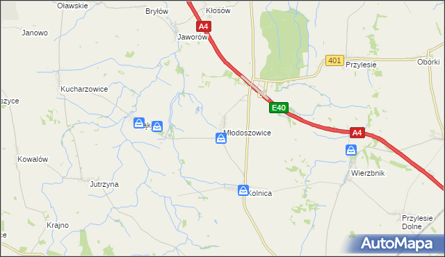 mapa Młodoszowice, Młodoszowice na mapie Targeo