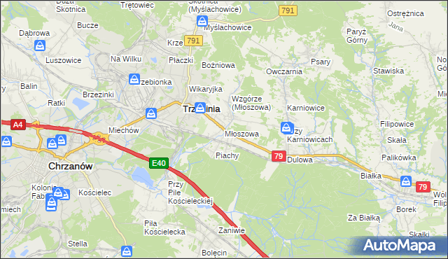 mapa Młoszowa, Młoszowa na mapie Targeo