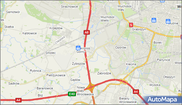 mapa Mokronos Dolny, Mokronos Dolny na mapie Targeo