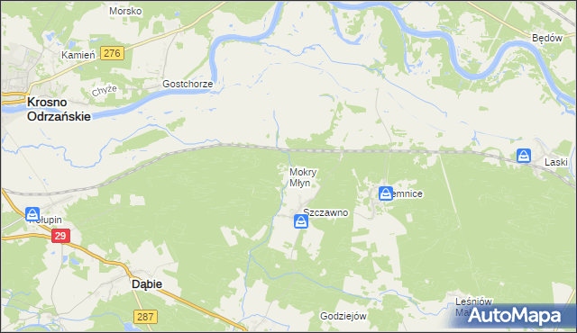 mapa Mokry Młyn, Mokry Młyn na mapie Targeo