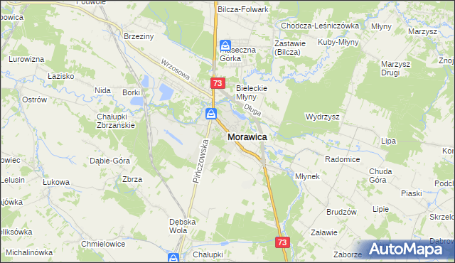 mapa Morawica powiat kielecki, Morawica powiat kielecki na mapie Targeo