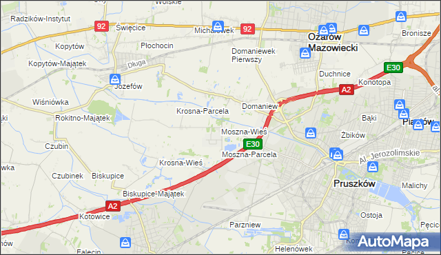 mapa Moszna-Wieś, Moszna-Wieś na mapie Targeo