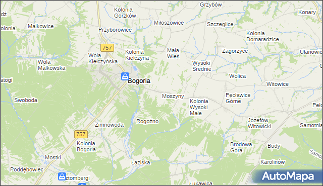 mapa Moszyny, Moszyny na mapie Targeo