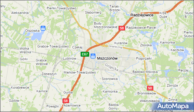 mapa Mszczonów, Mszczonów na mapie Targeo