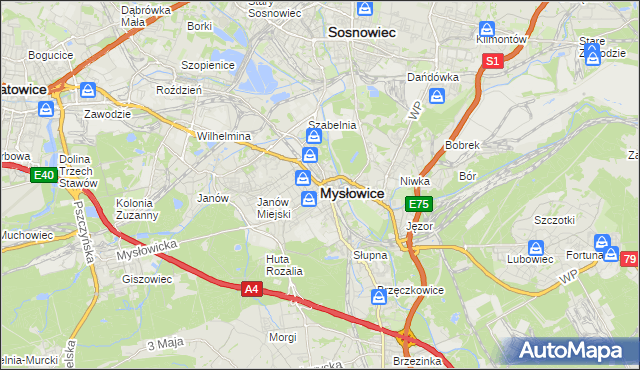 mapa Mysłowice, Mysłowice na mapie Targeo