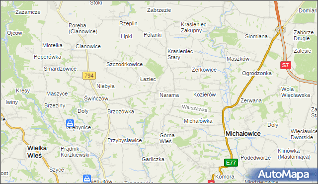 mapa Narama, Narama na mapie Targeo