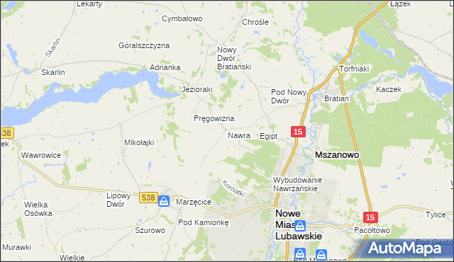 mapa Nawra gmina Nowe Miasto Lubawskie, Nawra gmina Nowe Miasto Lubawskie na mapie Targeo