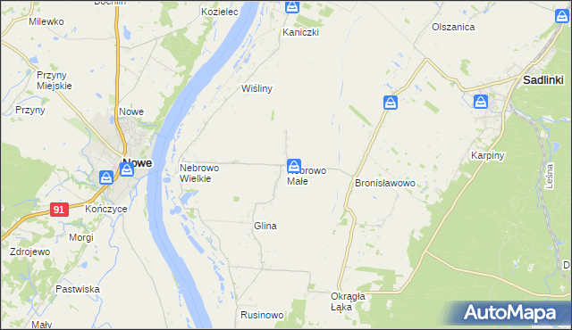 mapa Nebrowo Małe, Nebrowo Małe na mapie Targeo