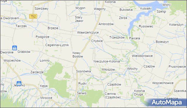 mapa Nieczulice gmina Pawłów, Nieczulice gmina Pawłów na mapie Targeo