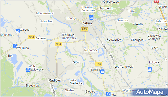 mapa Niedomice, Niedomice na mapie Targeo