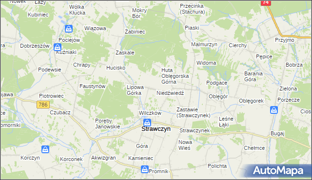 mapa Niedźwiedź gmina Strawczyn, Niedźwiedź gmina Strawczyn na mapie Targeo