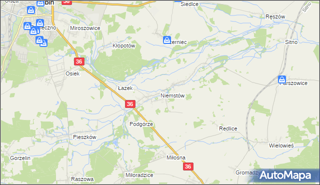 mapa Niemstów gmina Lubin, Niemstów gmina Lubin na mapie Targeo